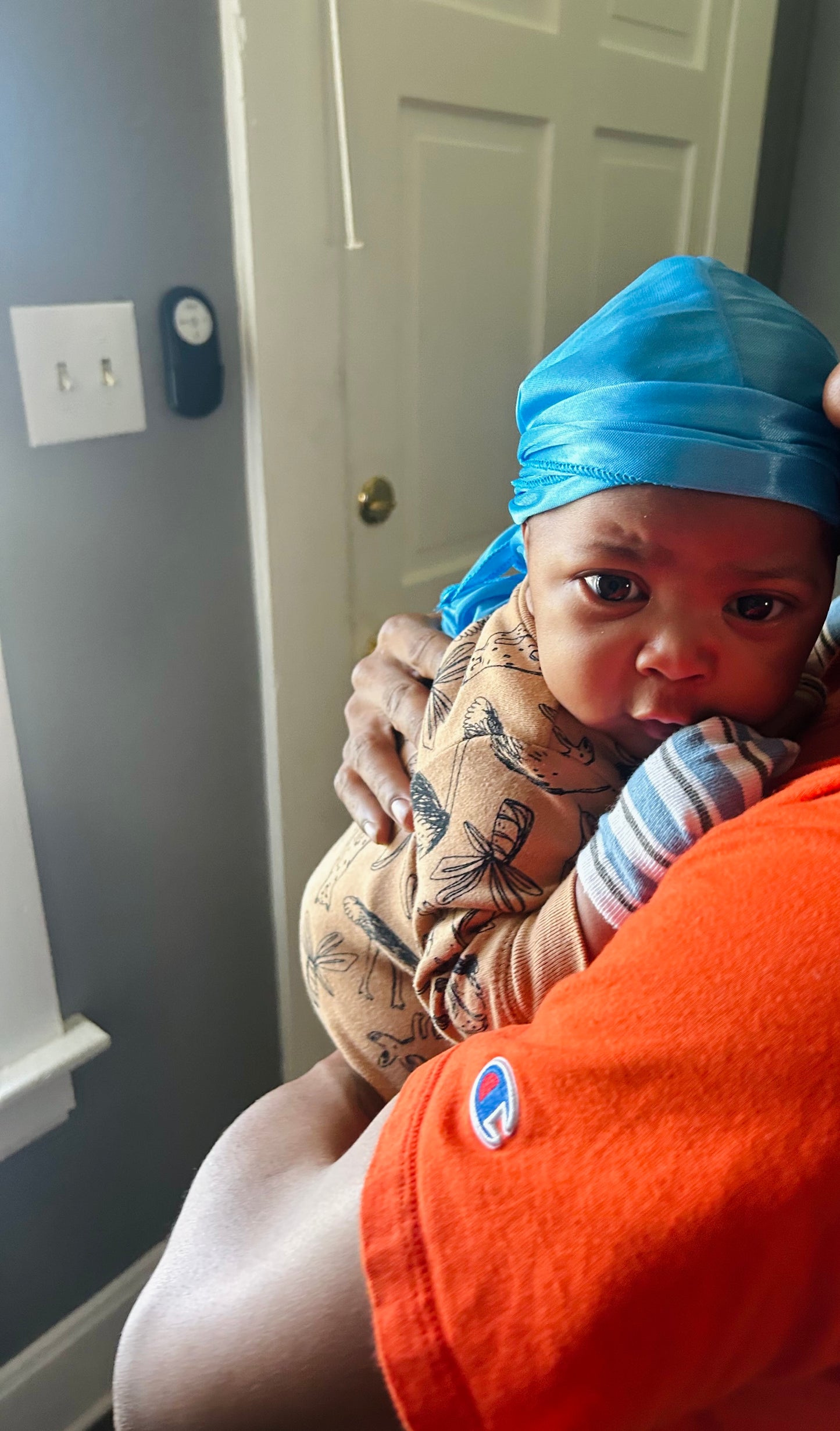 Light blue + Dark blue Two-Toned Reversible Silk Satin Bonnet (Adult & Kids)